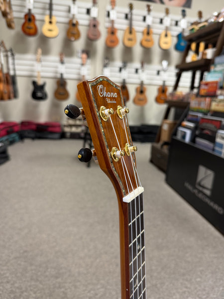 OHANA TK-370G Solid Koa Tenor Ukulele w/Case - Bird Inlays