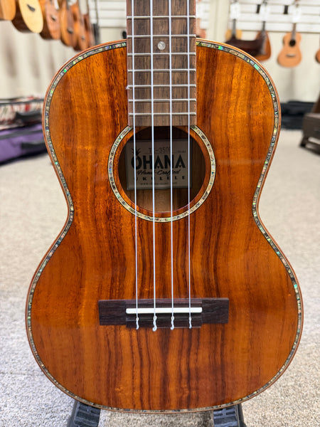 OHANA TK-350G Solid Koa Tenor Ukulele w/Hard Shell Case