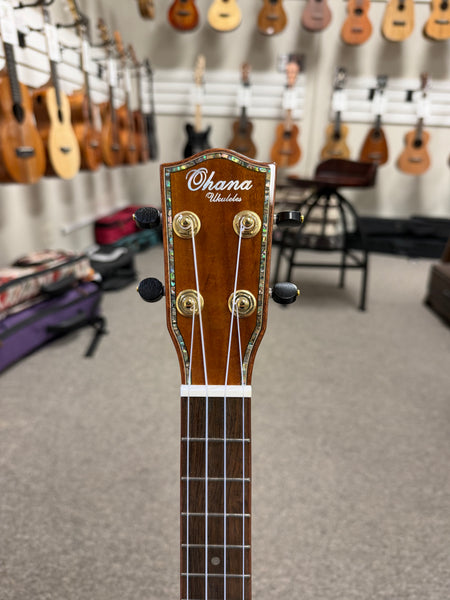 OHANA TK-350G Solid Koa Tenor Ukulele w/Hard Shell Case