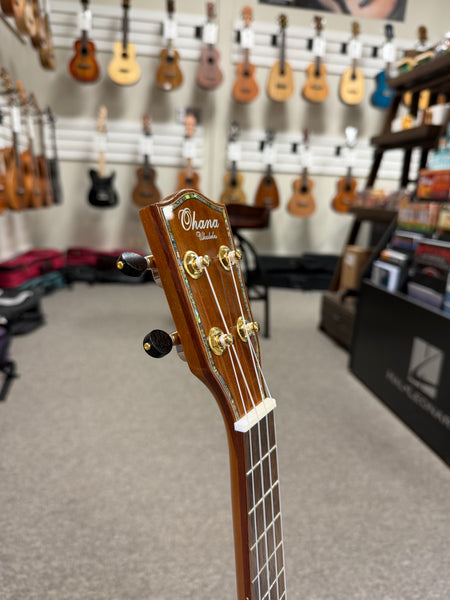 OHANA TK-350G Solid Koa Tenor Ukulele w/Hard Shell Case