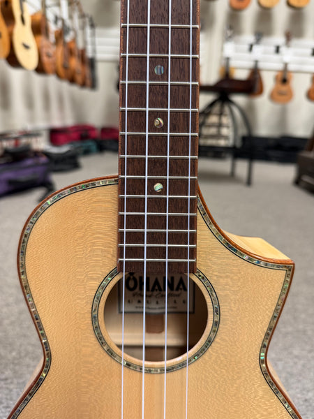 OHANA TK-75CG Tenor Ukulele -Solid Spruce/Solid Flame Maple Cutaway
