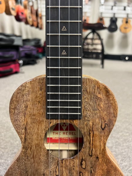 Rebel Creme Brulee Concert Longneck Ukulele w/Case- Solid Mango - Rebel Mango Slim Super Concert