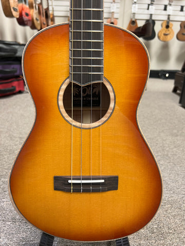 Oli L2-BSFM-SB Solid Spruce/Flame Maple Sunburst Baritone Ukulele w/Case
