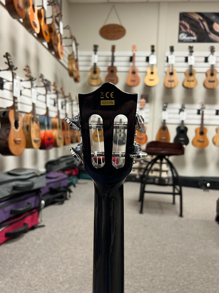 LANIKAI QM-BKCEB Quilted Maple Electric Baritone Ukulele w/Case - Transparent Black