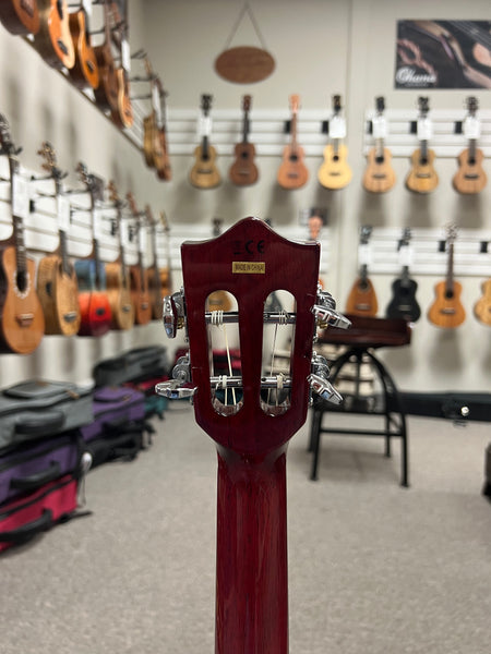 LANIKAI QM-RDCEB Quilted Maple Electric Baritone Ukulele w/Case - Transparent Red