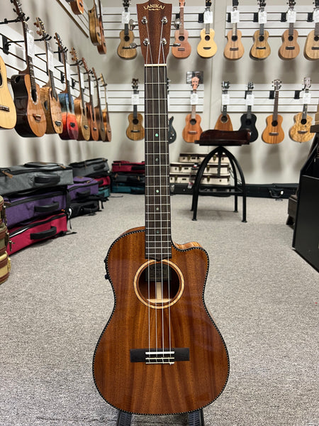Lanikai MAS-CEB Solid Mahogany Electric Baritone Ukulele w/Case - Cutaway/Fishman Pickup