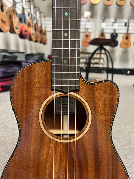 Lanikai MAS-CEB Solid Mahogany Electric Baritone Ukulele w/Case - Cutaway/Fishman Pickup
