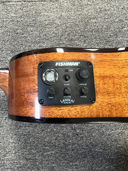 Lanikai MAS-CEB Solid Mahogany Electric Baritone Ukulele w/Case - Cutaway/Fishman Pickup