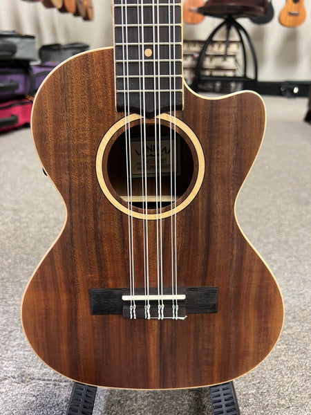 Lanikai ACST-8CET Acacia 8 String Tenor Ukulele w/Case - Solid Top - Cutaway/Fishman Pickup