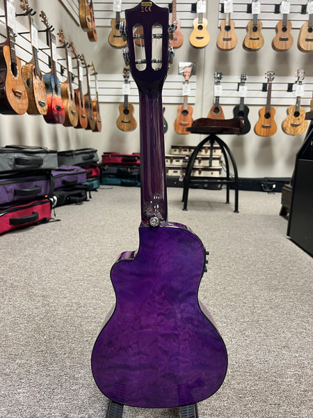 LANIKAI QM-PUCEC Quilted Maple Electric Concert Ukulele w/Case - Transparent Purple