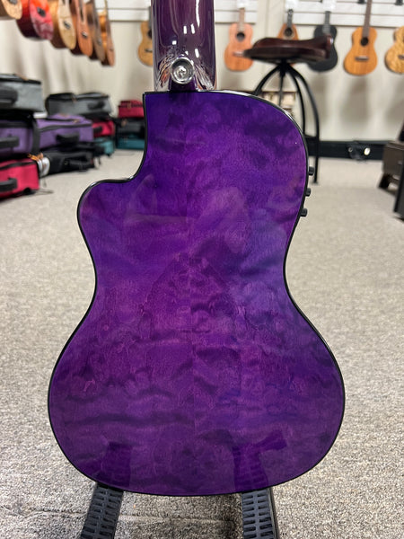 LANIKAI QM-PUCEC Quilted Maple Electric Concert Ukulele w/Case - Transparent Purple