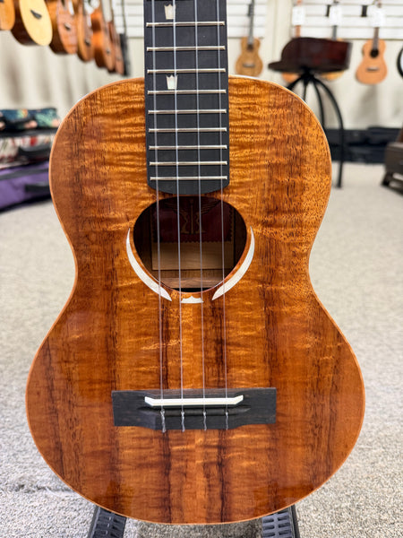 KoAloha Red Label "Polani" Solid Curly Koa Tenor Ukulele w/Case #3