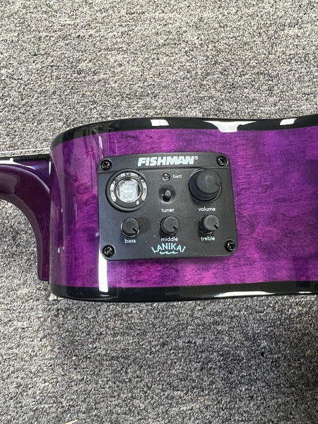 LANIKAI QM-PUCEC Quilted Maple Electric Concert Ukulele w/Case - Transparent Purple