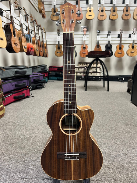 LANIKAI ACST-CET Acacia Electric Tenor Ukulele w/Case - Solid Top - Fishman Pickup