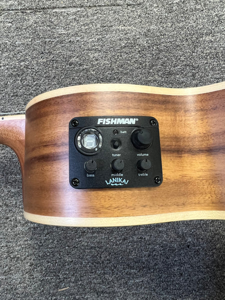 LANIKAI ACST-CET Acacia Electric Tenor Ukulele w/Case - Solid Top - Fishman Pickup