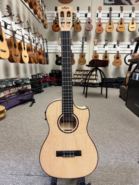 KALA KA-ASFM-B-CE Solid Flamed Maple Baritone Electric Ukulele w/Case