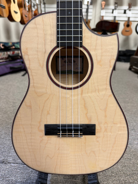 KALA KA-ASFM-B-CE Solid Flamed Maple Baritone Electric Ukulele w/Case