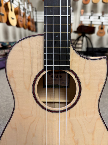 KALA KA-ASFM-B-CE Solid Flamed Maple Baritone Electric Ukulele w/Case