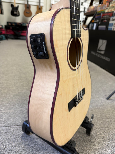 KALA KA-ASFM-B-CE Solid Flamed Maple Baritone Electric Ukulele w/Case
