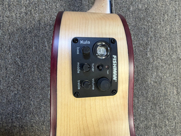 KALA KA-ASFM-B-CE Solid Flamed Maple Baritone Electric Ukulele w/Case