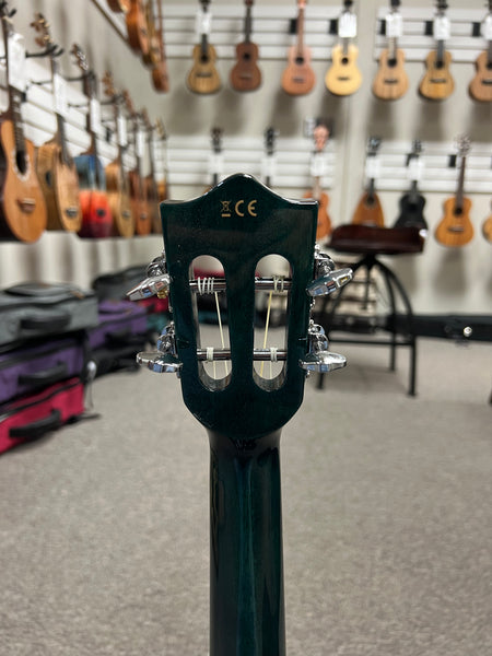 LANIKAI QM-BLCEC Quilted Maple Electric Concert Ukulele w/Case- Transparent Blue