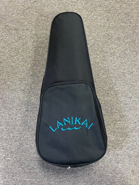 LANIKAI QM-BLCEC Quilted Maple Electric Concert Ukulele w/Case- Transparent Blue