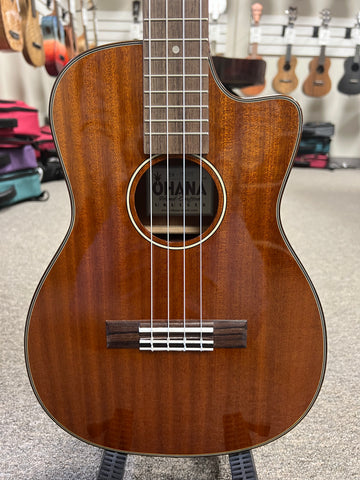 Ohana BK-35GCE Solid Mahogany Electric Baritone Ukulele - Cutaway