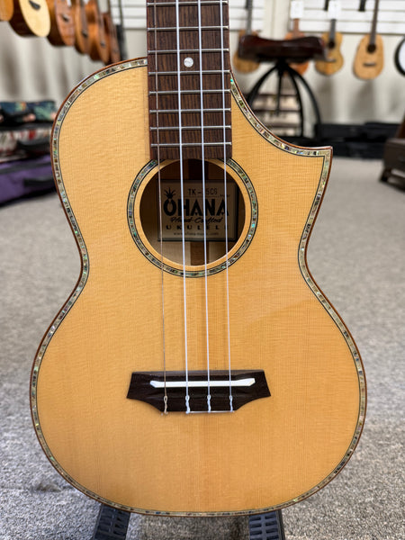 OHANA TK-75CG Tenor Ukulele -Solid Spruce/Solid Flame Maple Cutaway - Pre Loved