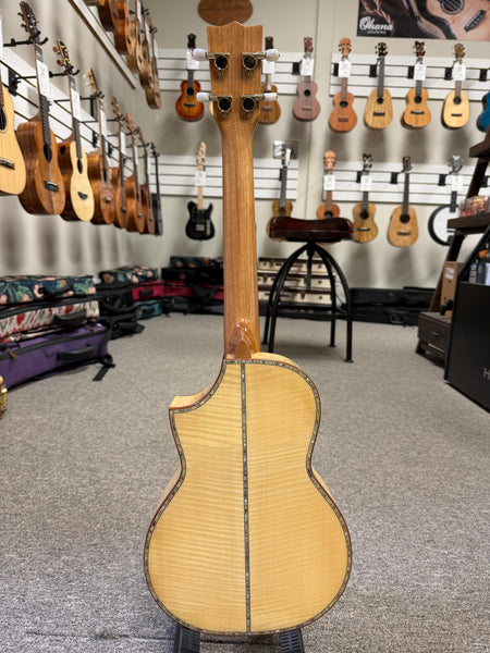 OHANA TK-75CG Tenor Ukulele -Solid Spruce/Solid Flame Maple Cutaway - Pre Loved
