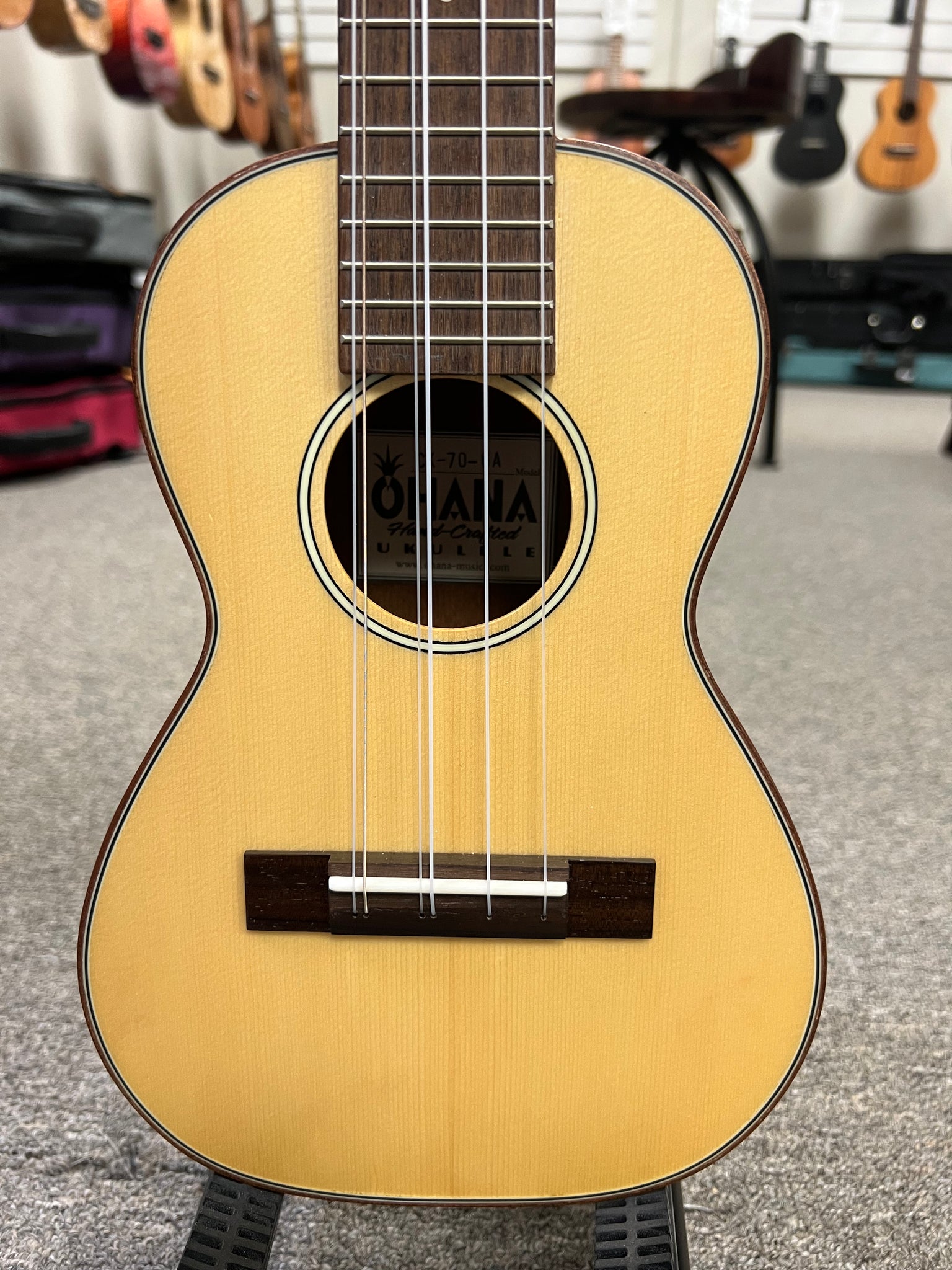 OHANA CK-70-6A 6 String Solid Spruce/Mahogany Concert Ukulele - Pre Loved