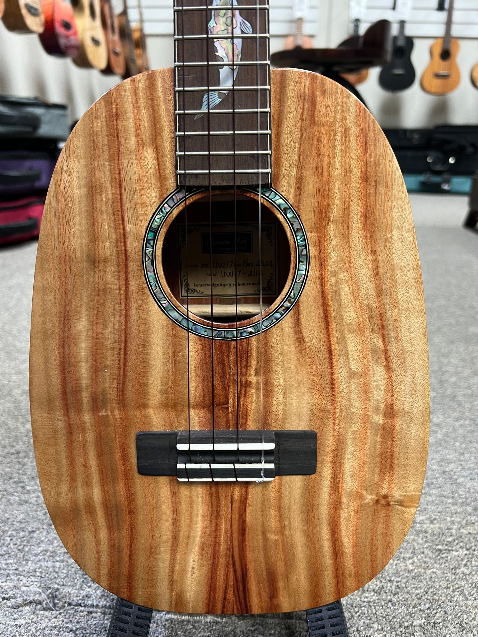 Bruce Wei Solid Koa Pineapple Tenor Ukulele w/Case - Pre Loved