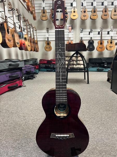 Flight Songbird Purple Electric Slimline Tenor Ukulele w/Case - Solid Flamed Maple/Solid Mango