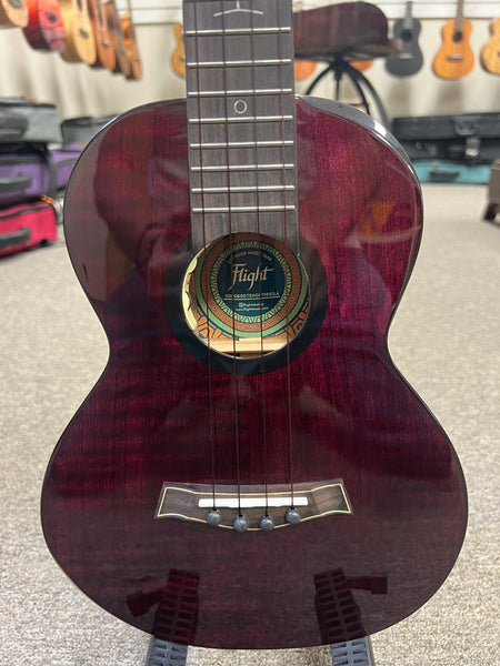 Flight Songbird Purple Electric Slimline Tenor Ukulele w/Case - Solid Flamed Maple/Solid Mango