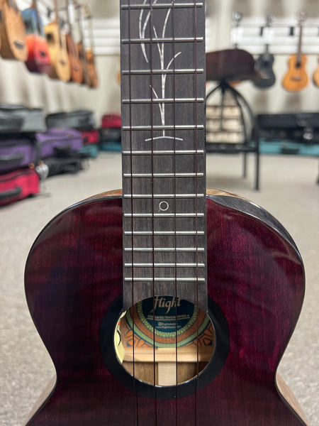 Flight Songbird Purple Electric Slimline Tenor Ukulele w/Case - Solid Flamed Maple/Solid Mango
