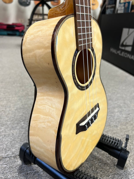 OHANA CK-150QEL Quilted Eucalyptus Concert Ukulele -Bevel Armrest