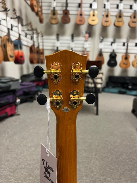 OHANA CK-150QEL Quilted Eucalyptus Concert Ukulele -Bevel Armrest