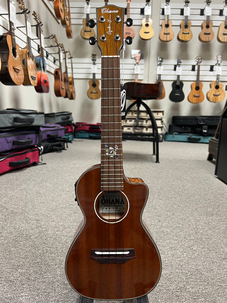 Ohana CK-35CGE-CL Cynthia Lin Solid Mahogany Electric Concert Ukulele w/Case