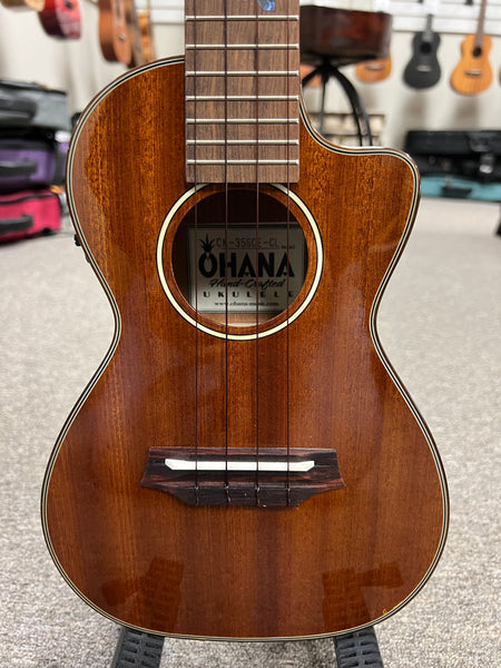 Ohana CK-35CGE-CL Cynthia Lin Solid Mahogany Electric Concert Ukulele w/Case
