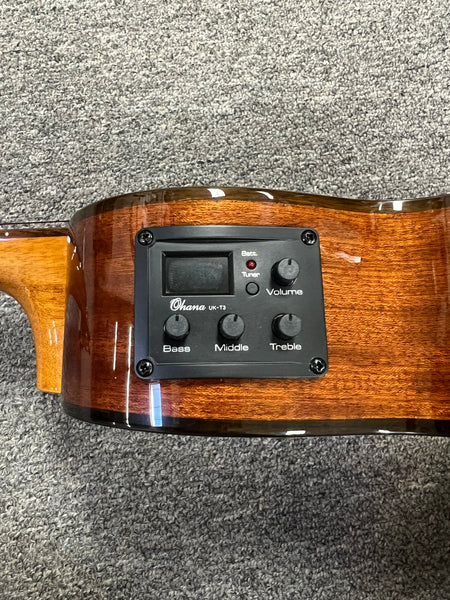 Ohana CK-35CGE-CL Cynthia Lin Solid Mahogany Electric Concert Ukulele w/Case