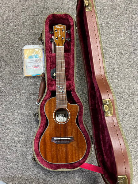 Ohana CK-35CGE-CL Cynthia Lin Solid Mahogany Electric Concert Ukulele w/Case