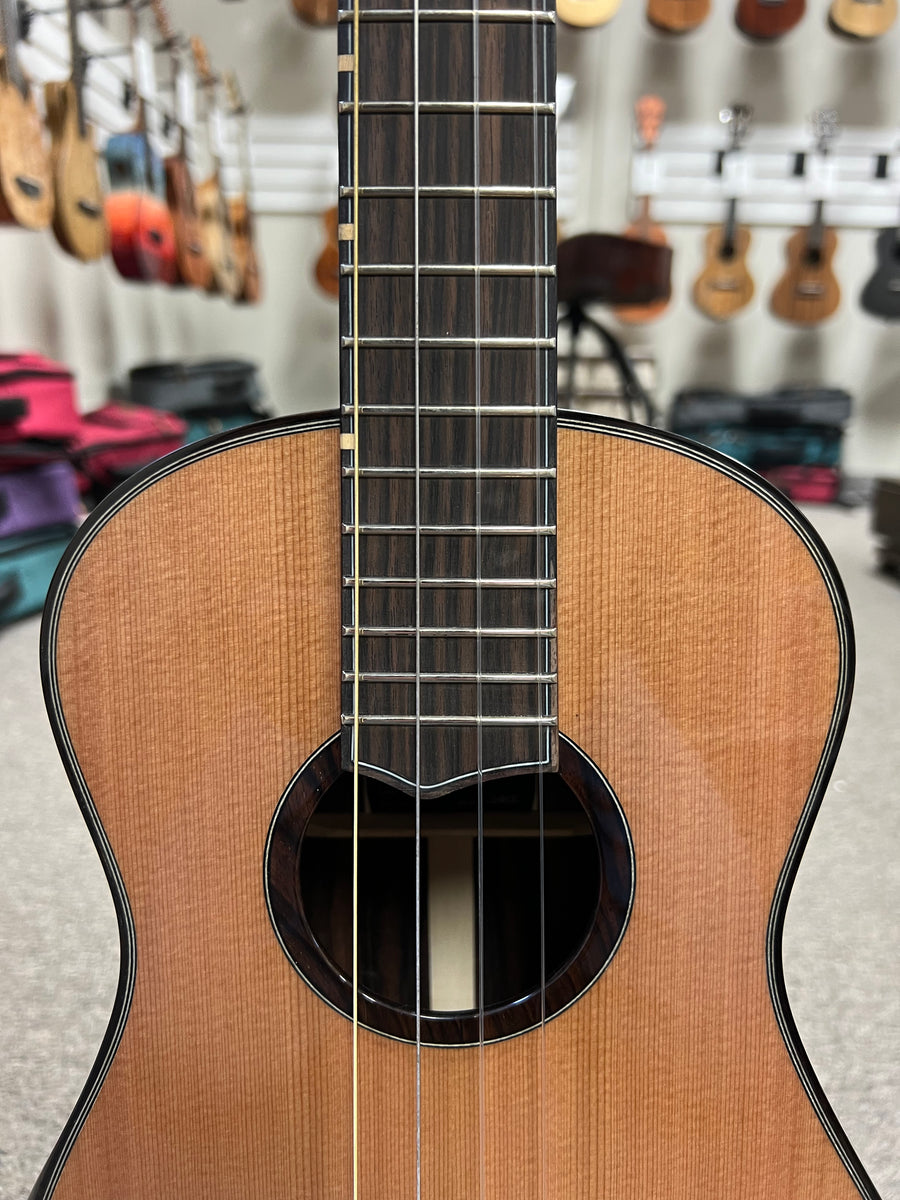 Oli L2-BCE Solid Cedar/Ebony Baritone Ukulele w/Case - Aloha City Ukes