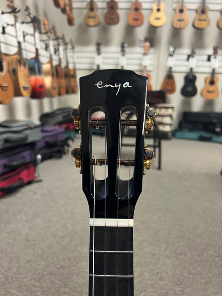 Enya EUT-MAD-DR Solid Mahogany Black Electric Tenor Ukulele w/Case - Pre Loved