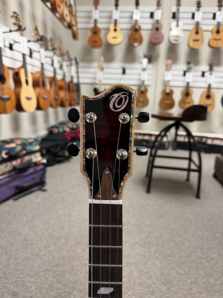 OHANA Custom Solid Body Steel String Electric Tenor Ukulele w/Case - Wine Red
