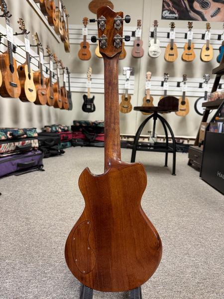 OHANA Custom Solid Body Steel String Electric Tenor Ukulele w/Case - Wine Red