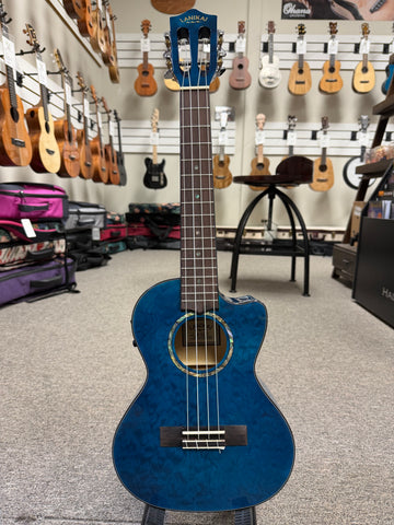 LANIKAI QM-BLCET Quilted Maple Electric Tenor Ukulele w/Case