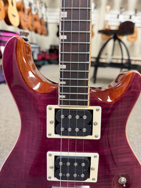 Flight Vanguard Solid Body Electric Ukulele w/Case - Transparent Purple TPP
