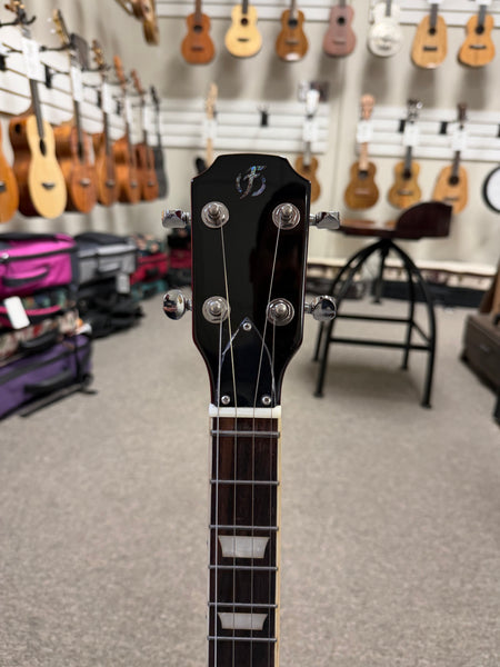 Flight Pioneer Solid Body Steel String Electric Ukulele w/Case - SG Style -Wine Red