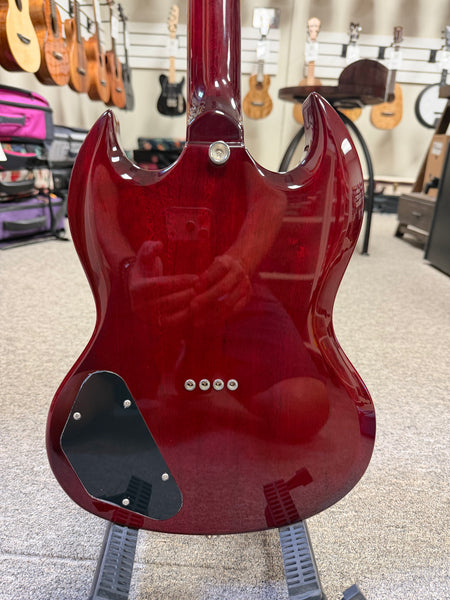 Flight Pioneer Solid Body Steel String Electric Ukulele w/Case - SG Style -Wine Red