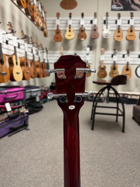 Flight Pioneer Solid Body Steel String Electric Ukulele w/Case - SG Style -Wine Red
