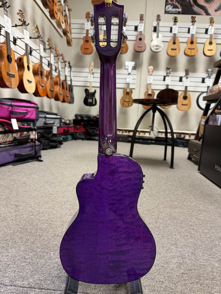 LANIKAI QM-PUCEC Quilted Maple Electric Concert Ukulele w/Case - Transparent Purple